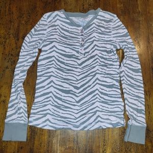 Girl's Faded Glory size 7/8 Zebra print Pink Gray thermal long sleeve shirt